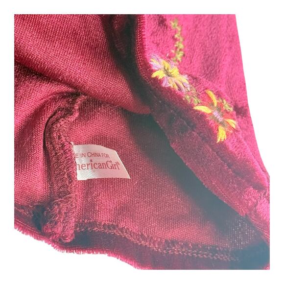 American Girl Julie Christmas Dress Cranberry Red Crushed Velvet Jumper No Belt - Picture 4 of 5